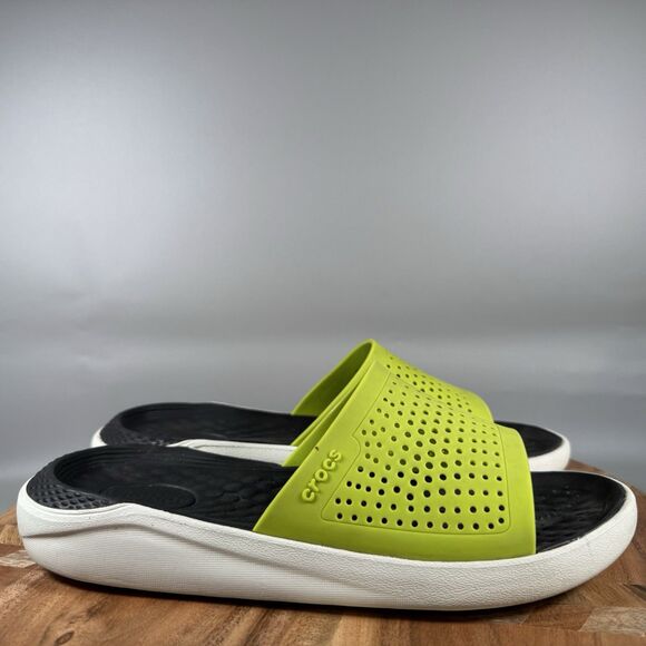 Crocs Literide Slides Women 9 Sandals Yellow White Summer Casual Relaxation - Picture 1 of 7